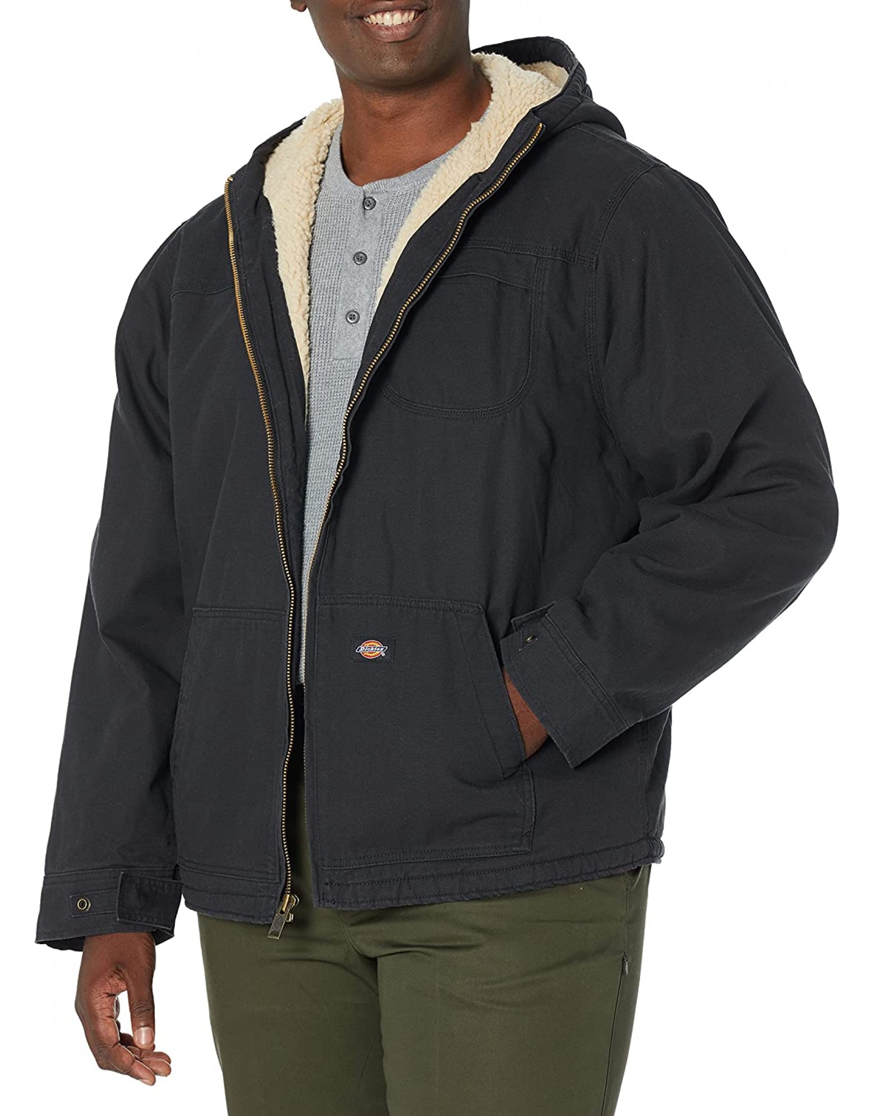 Dickies Men's Regular Big-Tall Sanded Duck Sherpa Lined Hooded Jacket ...